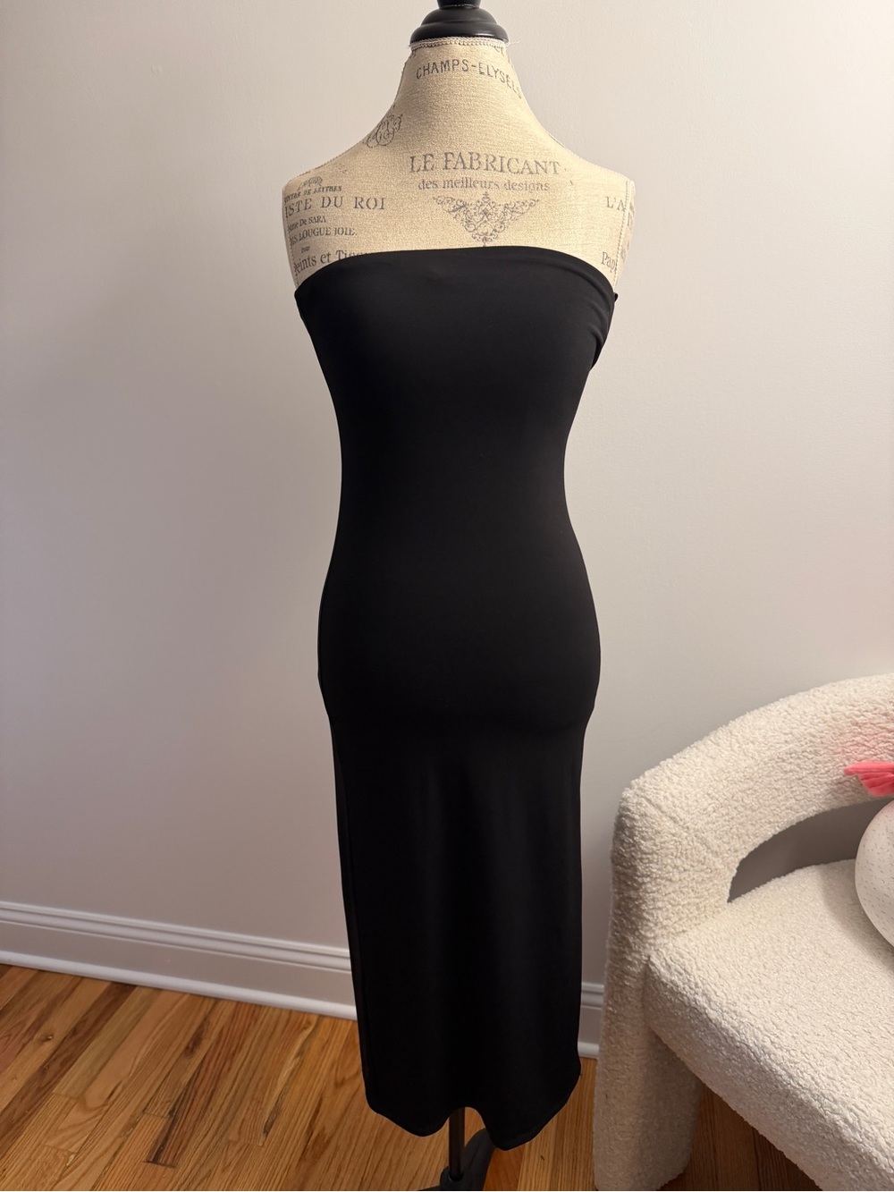 Forever 21 Black Strapless Midi Bodycon Dress